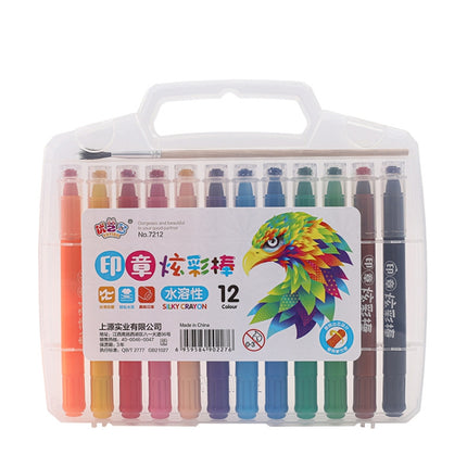 Seal Colorful Stick Water-Soluble Oil Pastel 12 Colors 24 Colors 36 Colors Portable Children Drawing Set Rotating Crayons, Specification: 12 Colors-garmade.com