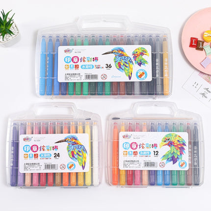 Seal Colorful Stick Water-Soluble Oil Pastel 12 Colors 24 Colors 36 Colors Portable Children Drawing Set Rotating Crayons, Specification: 12 Colors-garmade.com
