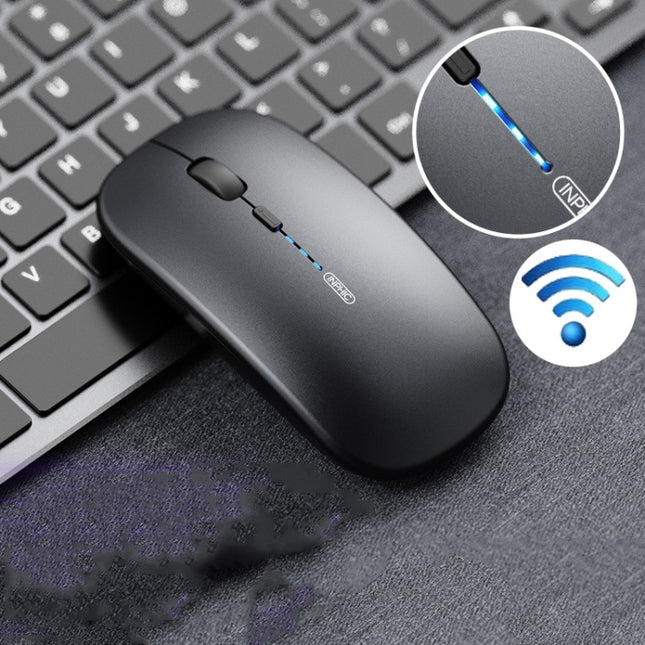 Inphic PM1 Office Mute Wireless Laptop Mouse, Style:Battery Display(Metallic Grey)-garmade.com