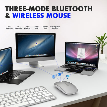 Inphic PM1 Office Mute Wireless Laptop Mouse, Style:Battery Display(Magic Black)-garmade.com
