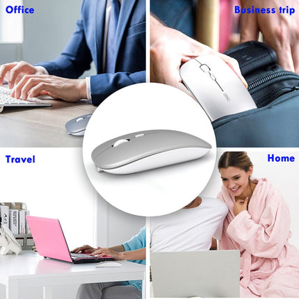 Inphic PM1 Office Mute Wireless Laptop Mouse, Style:Battery Display(Metallic Grey)-garmade.com