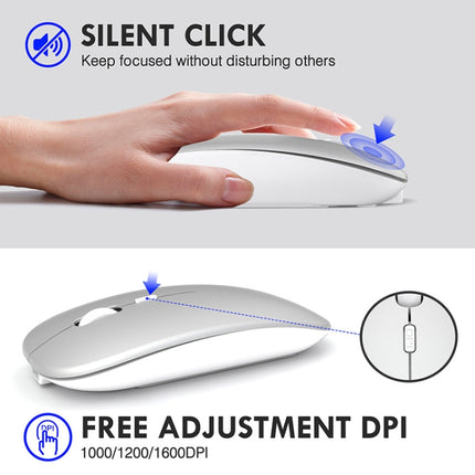 Inphic PM1 Office Mute Wireless Laptop Mouse, Style:Battery Display(Magic Black)-garmade.com
