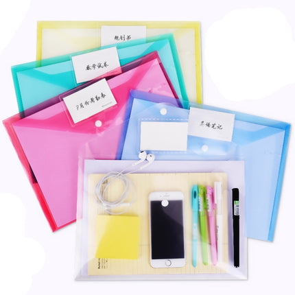 2 Set 10 in 1 Snap Button Transparent Document Bag A4 Paper Storage Folder File Bag Random Colour-garmade.com