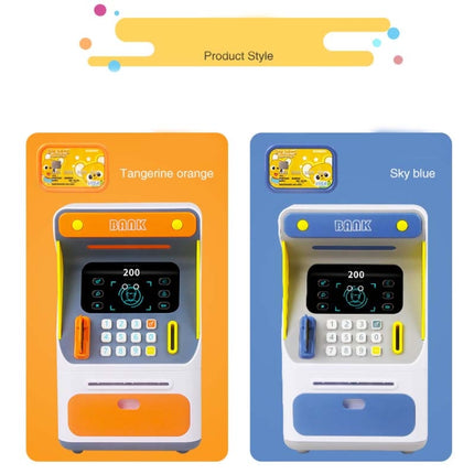 Simulation Face Recognition ATM Cash Deposit Box Simulation Password Automatic Rolling Money Safe Deposit Box, Colour: Blue (Battery Version)-garmade.com