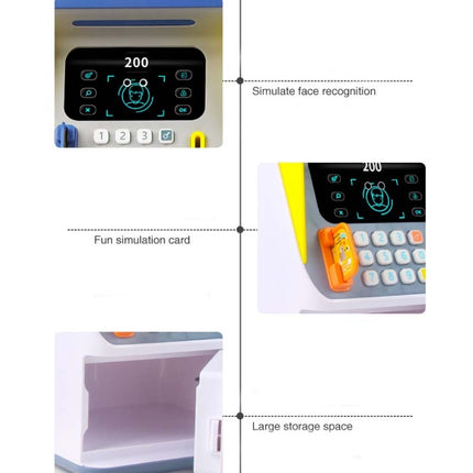 Simulation Face Recognition ATM Cash Deposit Box Simulation Password Automatic Rolling Money Safe Deposit Box, Colour: Blue (Battery Version)-garmade.com