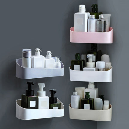 4 PCS Bathroom Paste Wall-Mounted Plastic Storage Rack Geometric Shape Bathroom Rack, Specification: Carton Packaging(Gray)-garmade.com