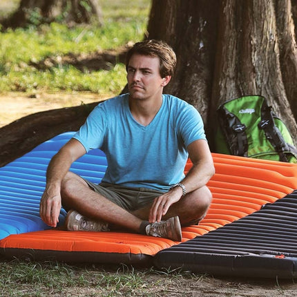 Outdoor Camping Foot Type Automatic Portable Inflatable Bed Beach Mat Picnic Mat Folding TPU Air Cushion(Orange With Gray)-garmade.com