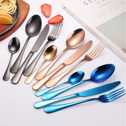 24 in 1 Stainless Steel Tableware Western Steak Cutlery Gift Set, Color: Golden-garmade.com