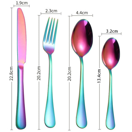 24 in 1 Stainless Steel Tableware Western Steak Cutlery Gift Set, Color: Rose Gold-garmade.com