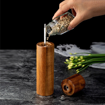 Wooden Pepper Grinder Household Sea Salt Manual Seasoning Bottle Kitchen Tool, Specification: 8 inch-garmade.com