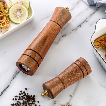 Wood Pepper Grinder Kitchen Household Manual Solid Pepper Powder Black Pepper Mill Grinder Bottle Seasoning Jar, Specification: 5 inch-garmade.com