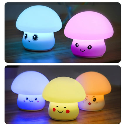 Silicone Colorful Mushroom Night Light Bedside Sleeping Table Lamp, Power source: 0.8W(Cute Mushroom)-garmade.com