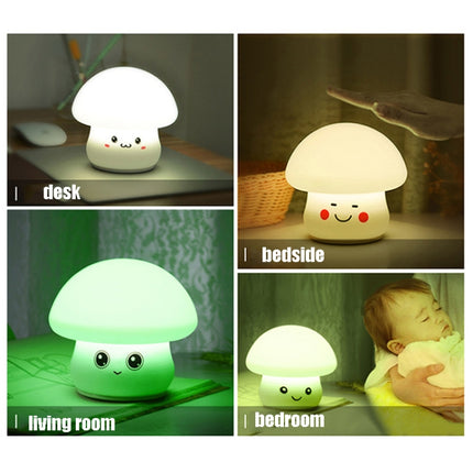 Silicone Colorful Mushroom Night Light Bedside Sleeping Table Lamp, Power source: 0.8W(Adorable Mushroom)-garmade.com