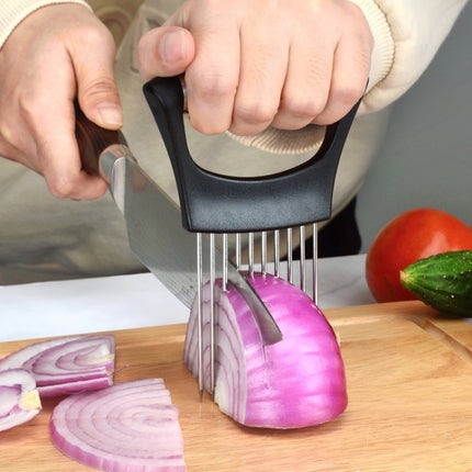 Stainless Steel Onion Fork Holder Pin Kitchen Vegetable Slicing Aid-garmade.com