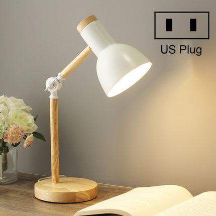 T1062 Dormitory Eye Protection Desk Lamp Bbedroom Bedside Wood Lamp, Power source: US Plug(White)-garmade.com
