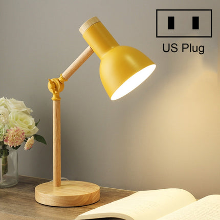 T1062 Dormitory Eye Protection Desk Lamp Bbedroom Bedside Wood Lamp, Power source: US Plug(Yellow)-garmade.com