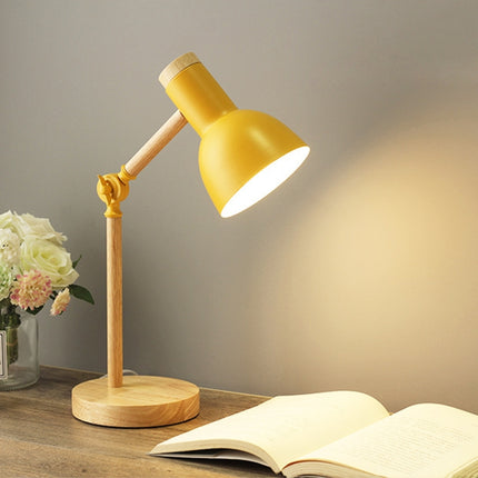 T1062 Dormitory Eye Protection Desk Lamp Bbedroom Bedside Wood Lamp, Power source: US Plug(Yellow)-garmade.com