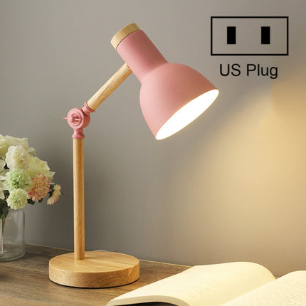 T1062 Dormitory Eye Protection Desk Lamp Bbedroom Bedside Wood Lamp, Power source: US Plug(Pink)-garmade.com