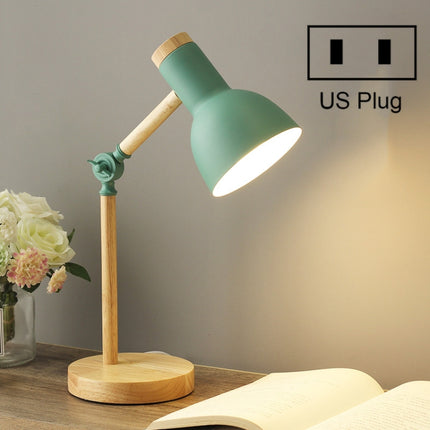 T1062 Dormitory Eye Protection Desk Lamp Bbedroom Bedside Wood Lamp, Power source: US Plug(Green)-garmade.com
