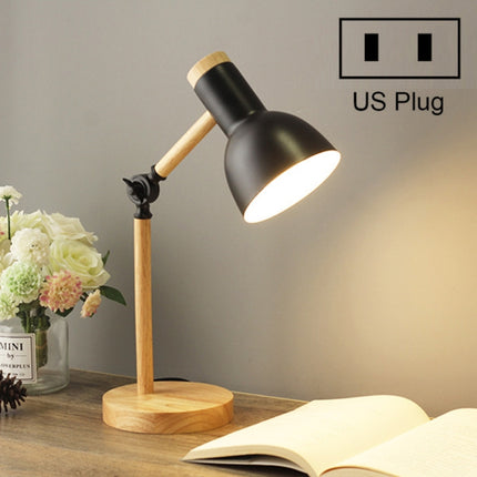 T1062 Dormitory Eye Protection Desk Lamp Bbedroom Bedside Wood Lamp, Power source: US Plug(Black)-garmade.com