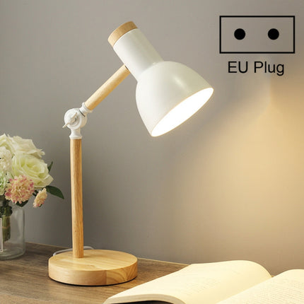 T1062 Dormitory Eye Protection Desk Lamp Bedroom Bedside Wood Lamp, Power source: EU Plug(White)-garmade.com