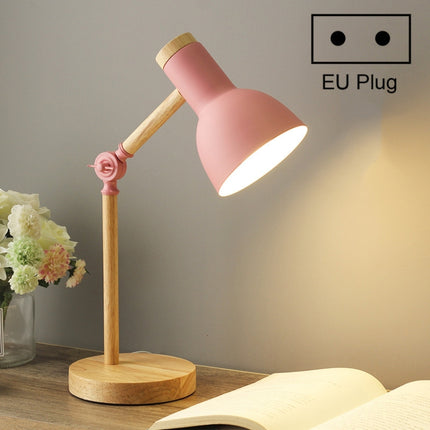 T1062 Dormitory Eye Protection Desk Lamp Bedroom Bedside Wood Lamp, Power source: EU Plug(Pink)-garmade.com