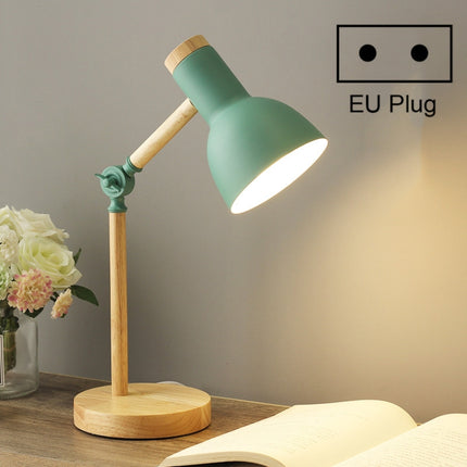 T1062 Dormitory Eye Protection Desk Lamp Bedroom Bedside Wood Lamp, Power source: EU Plug(Green)-garmade.com