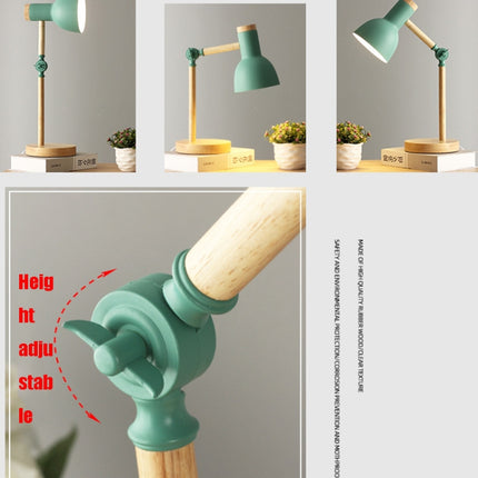 T1062 Dormitory Eye Protection Desk Lamp Bedroom Bedside Wood Lamp, Power source: EU Plug(Green)-garmade.com