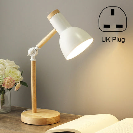 T1062 Dormitory Eye Protection Desk Lamp Bbedroom Bedside Wood Lamp, Power source: UK Plug(White)-garmade.com