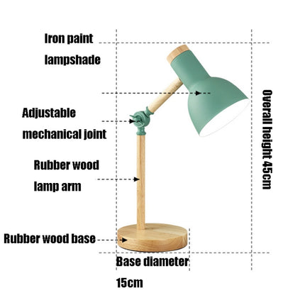T1062 Dormitory Eye Protection Desk Lamp Bbedroom Bedside Wood Lamp, Power source: UK Plug(Green)-garmade.com
