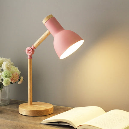 T1062 Dormitory Eye Protection Desk Lamp Bbedroom Bedside Wood Lamp, Power source: AU Plug(Pink)-garmade.com
