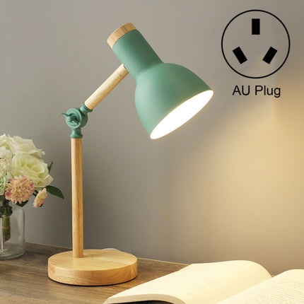 T1062 Dormitory Eye Protection Desk Lamp Bbedroom Bedside Wood Lamp, Power source: AU Plug(Green)-garmade.com