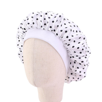 3 PCS K-14 Children Printed Satin Nightcap Adjustable Stretch Hair Care Hat Shower Cap, Size: One Size(White Dots)-garmade.com