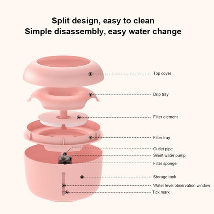 Pet Automatic Circulating Filtering Water Dispenser, Specification: 20x20x15.3cm(Pink)-garmade.com