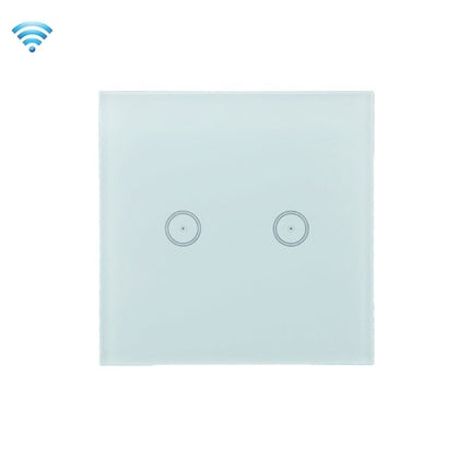 Wifi Wall Touch Panel Switch Voice Control Mobile Phone Remote Control, Model: White 2 Gang (Zero Firewire Wifi )-garmade.com