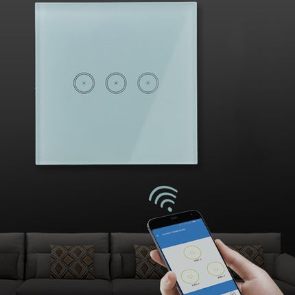 Wifi Wall Touch Panel Switch Voice Control Mobile Phone Remote Control, Model: White 2 Gang (Zero Firewire Wifi )-garmade.com