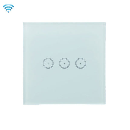 Wifi Wall Touch Panel Switch Voice Control Mobile Phone Remote Control, Model: White 3 Gang (Zero Firewire Wifi )-garmade.com