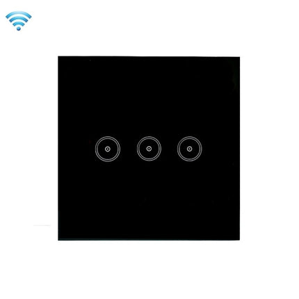 Wifi Wall Touch Panel Switch Voice Control Mobile Phone Remote Control, Model: Black 3 Gang (Zero Firewire Wifi )-garmade.com