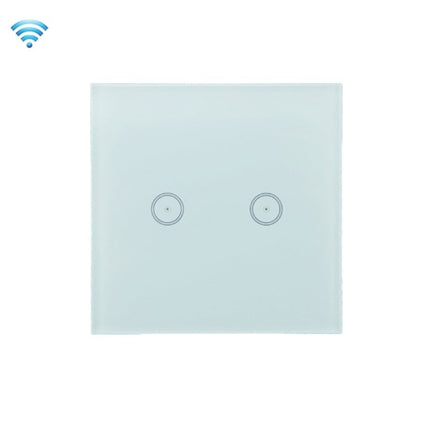 Wifi Wall Touch Panel Switch Voice Control Mobile Phone Remote Control, Model: White 2 Gang (Zero Firewire Zigbee )-garmade.com