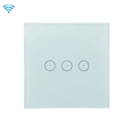 Wifi Wall Touch Panel Switch Voice Control Mobile Phone Remote Control, Model: White 3 Gang (Zero Firewire Zigbee )-garmade.com
