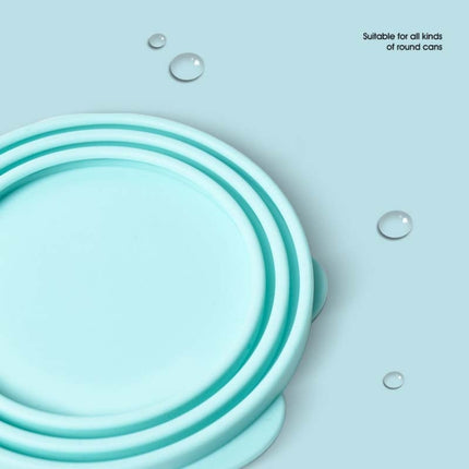 Pet Can Lid Fresh-Keeping Silicone Lid Canned Sealing Cap Universal Sealing Lid(Blue + Spoon)-garmade.com