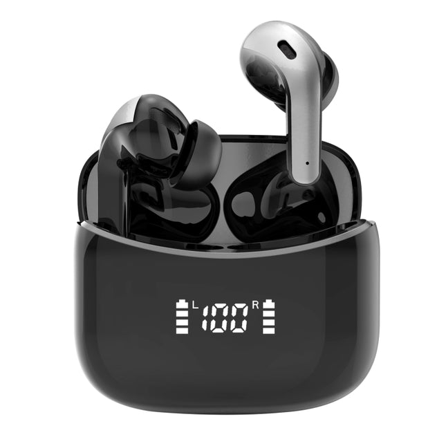 Wireless Touch Digital Display Bluetooth Earphone(Black)-garmade.com