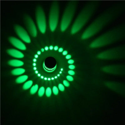 3W Modern Interior Creative Spiral Round Wall Lamp for Club, KTV, Corridor, Aisle, Background Wall Decoration Lamp Recessed In(Green Light)-garmade.com