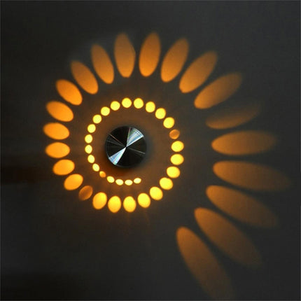 3W Modern Interior Creative Spiral Round Wall Lamp for Club, KTV, Corridor, Aisle, Background Wall Decoration Lamp Recessed In(Warm White Light)-garmade.com