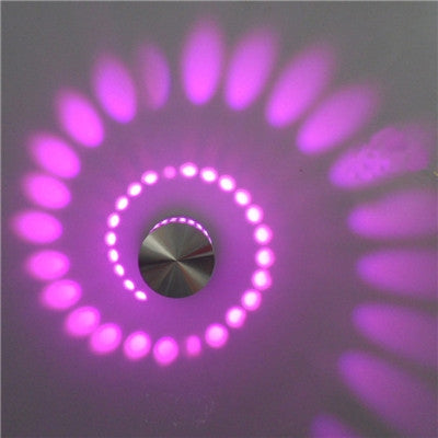 3W Modern Interior Creative Spiral Round Wall Lamp for Club, KTV, Corridor, Aisle, Background Wall Decoration Lamp Wall Mounted(Purple Light)-garmade.com