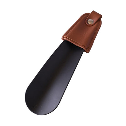 AD201 Portable Short Leather Shoehorn(Black)-garmade.com