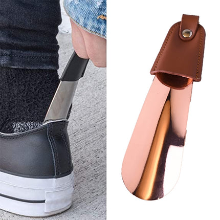 AD201 Portable Short Leather Shoehorn(Rose Gold)-garmade.com