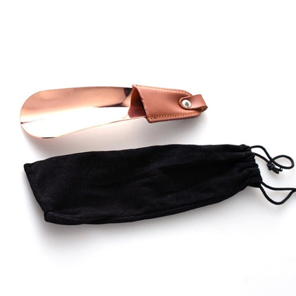 AD201 Portable Short Leather Shoehorn(Rose Gold + Velvet Bag)-garmade.com