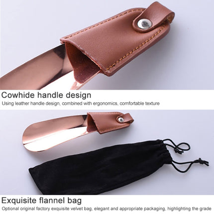 AD201 Portable Short Leather Shoehorn(Rose Gold + Velvet Bag)-garmade.com