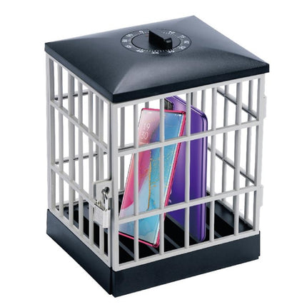 6802 Cell Phone Prison Cell Phone Storage Box with Alarm Clock Timer(Gray)-garmade.com